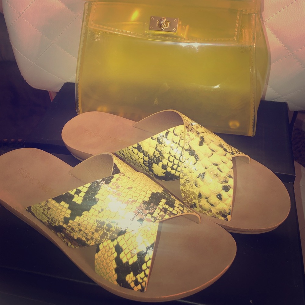 Yellow Snakeskin Sandals